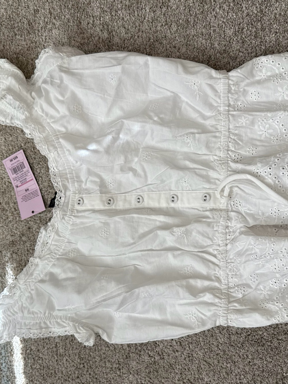 Wild Fable White Eyelet Puff Sleeve Crop Top